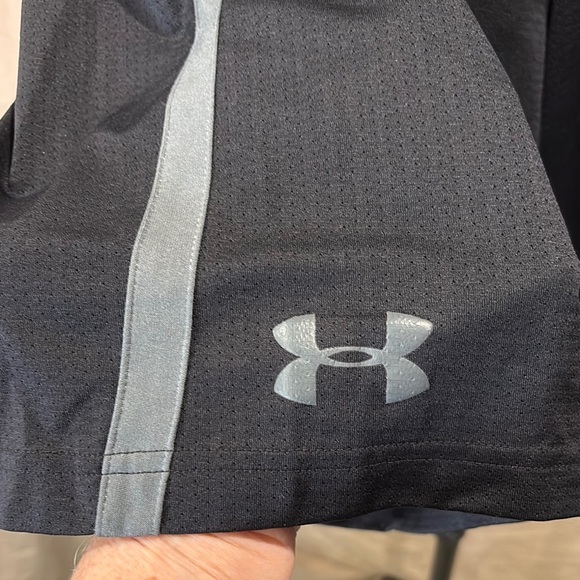 Under Armour Black and Gray Athletic Shorts with Elastic Waistband - Picture 4 of 5